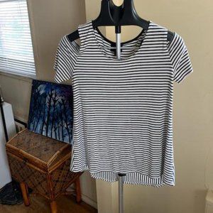 W5 Cold Shoulder  Striped Top